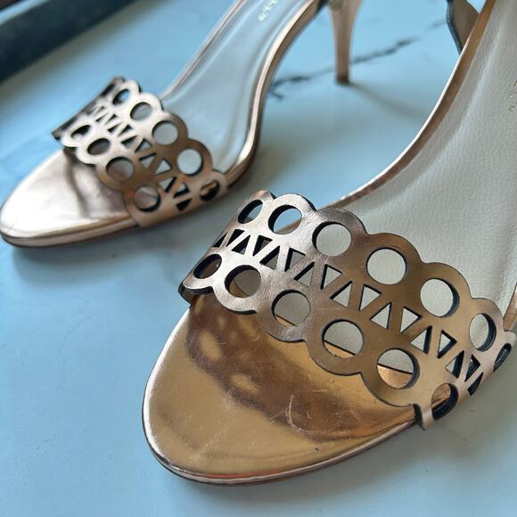 Loeffler Randall Opal Geometric Laser Cut Metallic Sandals Size 9 - Picture 7 of 9